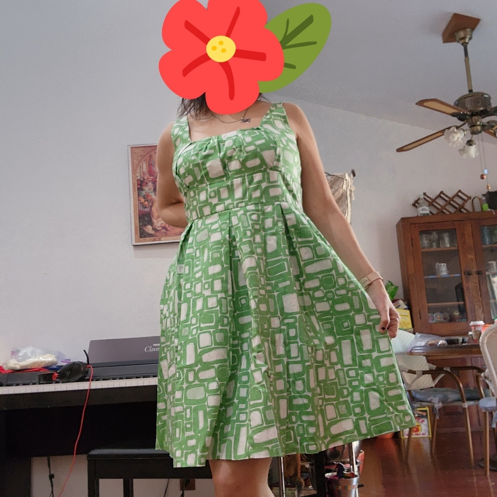 Calvin Klein dress, size 12-14, green and white